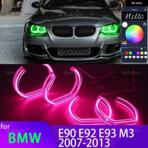 BMW アプリ 制御 RGB マルチカラー DTM M スタイル クリスタル LED エンジェルアイズ リングキット 3シリーズ E90 E92 E93 M3 2007-2013 クーペカブリオレ