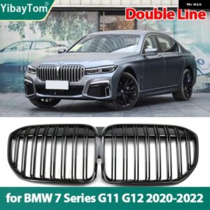 BMW 1ペア グロスブラックフロントバンパー キドニー グリル 7シリーズ G11 G12 2020-2022 カー スタイリング 車 グリル フロントキドニー