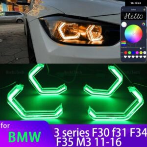 BMW M4 スタイル RGB マルチカラー APP 制御 LED エンジェルアイ 3シリーズ F30 F31 F34 F35 M3 2011-16 318I 320I 328I 330I 318D 320D