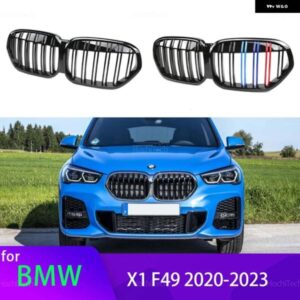 BMW ルック車 グリル フロントキドニー 2 ラインダブルスラット X1 F48 F49 LCI 2020-23 カーアクセサリー