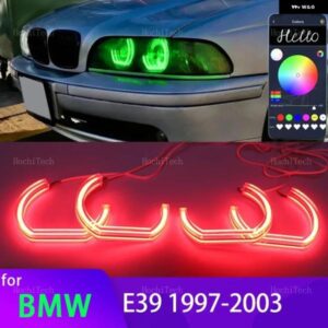 BMW 電話アプリ 制御 RGB マルチカラー DTM M スタイル クリスタル LED エンジェルアイズ リングキット 5シリーズ E39 525I 528I 530I 540I 1997-2003