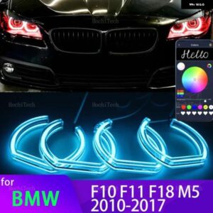 BMW アプリ 制御 RGB マルチカラー DTM クリスタル LED エンジェルアイズ リング 5シリーズ F10 F11 F18 520I 523I 528I 530I 535I M5 2010-2017