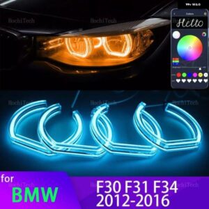 BMW アプリ 制御 RGB マルチカラー DTM M スタイル クリスタル LED エンジェルアイズ リングキット 3シリーズ F30 F31 F34 2012-16