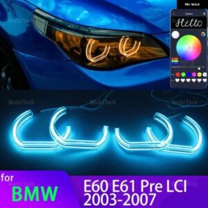 BMW アプリ 制御 RGB マルチカラー DTM クリスタル LED エンジェルアイズ リング E60 E61 520I 525I 530I 540I 545I 550I M5 PRE LCI 2003-2007
