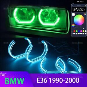 BMW アプリ 制御 RGB マルチカラー DTM クリスタル LED エンジェルアイズ リング 3シリーズ E36 1990-2000 316I 318I 318IS 320I 323I 325I 328I