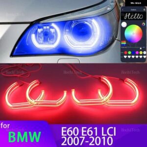 BMW アプリ 制御 RGB マルチカラー DTM クリスタル LED エンジェルアイズ リング E60 E61 520I 525I 530I 540I 545I 550I M5 フェイスリフト 2007-2010