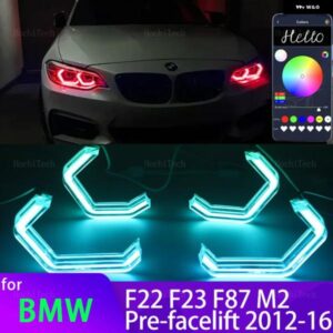 BMW M4 スタイル RGB マルチカラー APP 制御 LED エンジェルアイ 2シリーズ F22 F23 F87 M2 プレフェイスリフト 2012-16