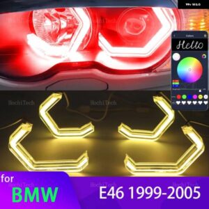 BMW M4 スタイル RGB マルチカラー APP 制御 LED エンジェルアイ 3シリーズ E46 セダン 1999-2005 316I 318I 330I 325I 318D 320D 335I