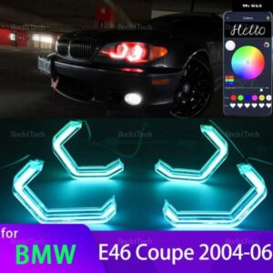 BMW M4 スタイル RGB マルチカラー APP 制御 LED エンジェルアイ E46 クーペ カブリオ コンバーチブル フェイスリフト 2004 2005 2006