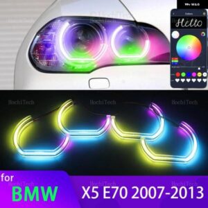BMW X5 E70 2007-13 アプリダイナミック RGB エンジェルアイリングライト DRL ウィンカーライト付き