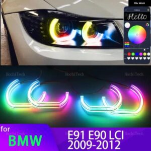BMW 3シリーズ E91 E90 フェイスリフト 2009-2012 キセノン ヘッドライト APP ダイナミック RGB エンジェルアイリングライト DRL ウィンカーライト付き