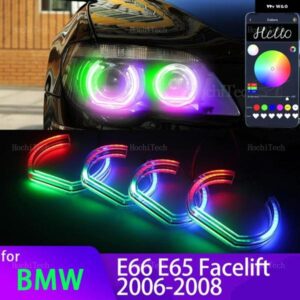BMW 7シリーズ E65 E66 フェイスリフト 745I 745LI 760LI 760I 2006-2008 APP ダイナミック RGB エンジェルアイリングライト ウィンカーライト付き