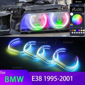 BMW 7シリーズ E38 1995-2001 キセノン ヘッドライト APP ダイナミック RGB エンジェルアイリングライト DRL ウィンカーライト付き