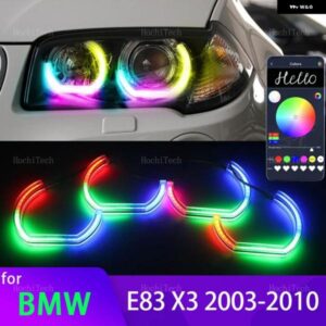 BMW 4X S キット ヘッドライト アップグレード E83 X3 2003-2010 APP ダイナミック RGB エンジェル アイ リング ライト DRL ウィンカーライト付き