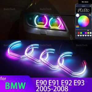 BMW 3シリーズ E90 E91 PRE-LCI 2005-2008 キセノン ヘッドライト APP ダイナミック RGB エンジェルアイリングライト DRL ウィンカーライト付き