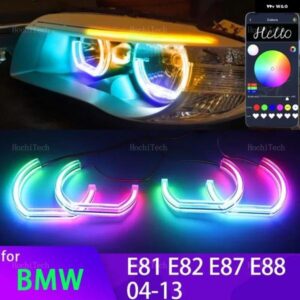 BMW 1シリーズ E81 E82 E87 E88 ハロゲン ヘッドライト 2004-2013 APP ダイナミック RGB エンジェルアイリングライト DRL ウィンカーライト付き