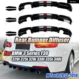BMW デュアルエキゾーストブラック リップスプリッター バランス スポイラー F30 M スポーツ 325I 330I MT 2013-2019 リアバンパー ディフューザー