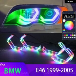 BMW 3シリーズ E46 セダン 1999-2005 316I 318I 330I 325I 318D 320D 335I M4 スタイル マルチカラー RGB LED エンジェルアイキット リング