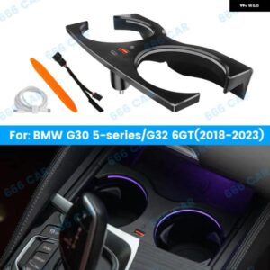 BMW LED カップ ホルダー ライト 2018-2023 5シリーズ G30 G32 6GT と互換性 11色 アンビエントライト 車内 装飾 ライト
