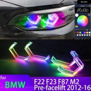 BMW 2シリーズ F22 F23 F87 M2 プレフェイスリフト 2012-16 M4 スタイル マルチカラー RGB LED エンジェルアイキット ハローリング