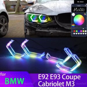 BMW E92 E93 クーペ コンバーチブル カブリオ M3 2006-2013 325XI 330XI 330XD M4 スタイル マルチカラー RGB LED エンジェル アイズ キット ハロー リング