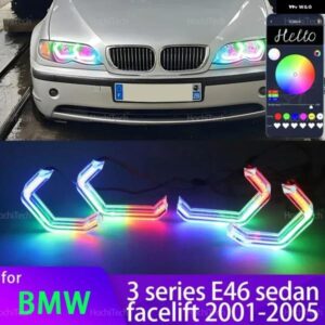 BMW 3シリーズ E46 セダン フェイスリフト 2001-2005 316I 318I 330I 325I 318D M4 ダイナミック マルチカラー RGB LED エンジェル アイ キット リング