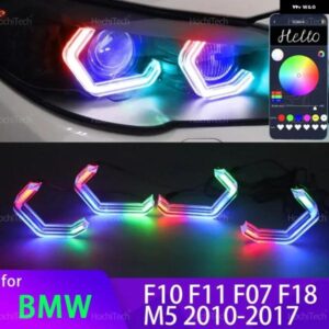 BMW 5シリーズ F10 F11 F07 F18 520I 523I 528I 530I 535I 550I M5 2010-17 M4 スタイル マルチカラー RGB LED エンジェルアイキット リング