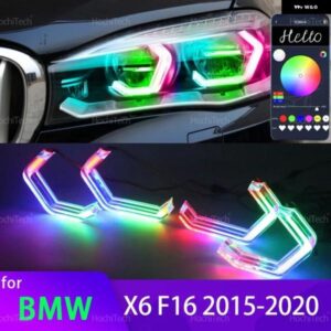 BMW X6 F16 2015-2019 XDRIVE35I XDRIVE50I XDRIVE30D XDRIVE35D 40D M50D M4 スタイル マルチカラー RGB LED エンジェルアイキット リング