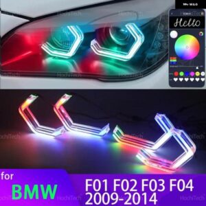 BMW 7シリーズ F01 F02 F03 F04 2009-2015 730I 730LI 740I 740LI 750I M4 スタイル マルチカラー RGB LED エンジェルアイキット リング