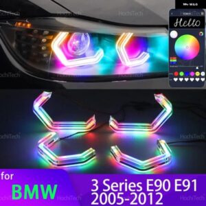 BMW 3シリーズ E90 E91 2005-2012 316I 318I 320I 328I 330I 335I 320D M4 スタイル マルチカラー RGB LED エンジェルアイキット リング