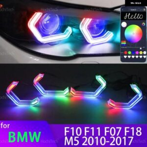 BMW 5シリーズ F10 F11 F07 F18 520I 523I 528I 530I 535I 550I M5 2010-17 M4 スタイル マルチカラー RGB LED エンジェルアイキット ハローリング