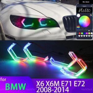 BMW X6 X6M E71 E72 2008-2014 XDRIVE35I 50I XDRIVE30D XDRIVE35D M50D M4 スタイル マルチカラー RGB LED エンジェルアイキット リング
