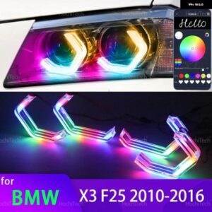BMW X3 F25 2010-2016 XDRIVE25I XDRIVE30I XDRIVE18D XDRIVE20D 30D 35D M4 スタイル マルチカラー RGB LED エンジェルアイキット リング