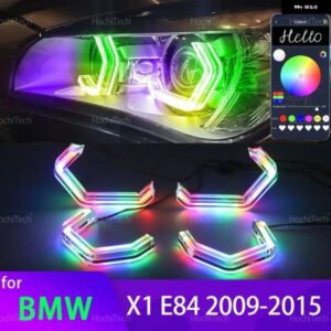 BMW X1 E84 2009-15 キセノン ヘッドライト M4 象徴 スタイル マルチカラー RGB LED エンジェルアイキット リング