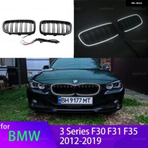 BMW ブラック LED ライト グリル 3シリーズ F30 F31 316I 318I 320I 328I 330I 335I 340I 車キドニーフロントバンパー レーシング グリル