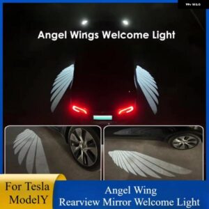 テスラ モデルY エンジェルウィング LED バックミラー 装飾 ライトアクセサリーウェルカムドア投影ランプ アンビエントライト