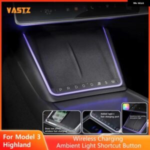 テスラ ワイヤレス充電ドック モデル3 ハイランド アンビエントライト 付き スマート ボタン センター コンソール コントローラー アクセサリー