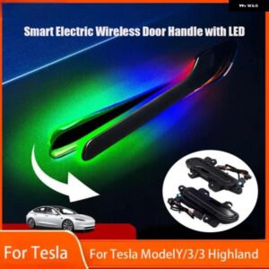 テスラ モデルY 電動スマート自動 ドアハンドル 減速機 LED 付きカラフルな ハンドルバー モデル3 ハイランド