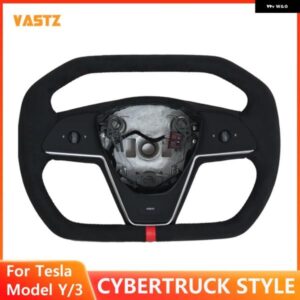 テスラ モデルY 3 サイバー トラック スタイル ステアリング ホイール アルカンターレ ナッパ ブラック ヒーティング ヨーク レーシング ス