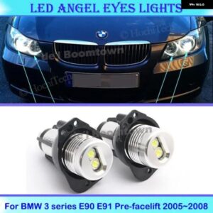 BMW 12ワット LED 車リングエンジェルアイ 電球 3シリーズ E90 E91 フェイスリフト前 2005 2006 2007 2008 ヘッドライト ランプ
