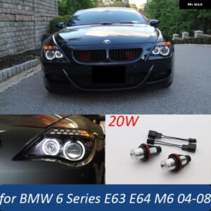 BMW 20ワット 6000 18K 白色 LED ヘッドライト エンジェルアイ 電球 ライト 6シリーズ E63 E64 M6 645CI 650I 2004-2008