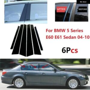 BMW ポリッシュピラー ポスト 5シリーズ E60 E61 セダン 04-10 F10 F11 F07 E60 4ドアセダンウィンドウ トリム カバー BC コラム ステッカー