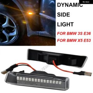 BMW 2個 LED ウインカーリピーターシーケンシャルライト点滅サイドマーカーランプカーアクセサリー X5 E53 2000-2006 E36 1997-1999