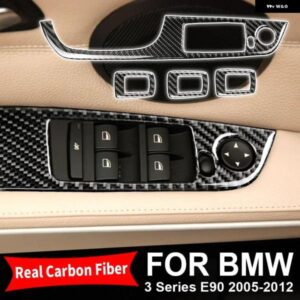BMW 3シリーズ E90 2005-12 トゥルーカーボン左ハンドル用席側ドアウィンドウスイッチ パネル カバー