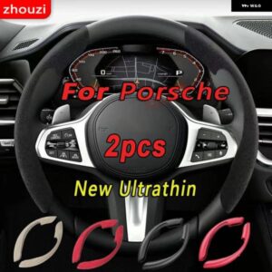 ポルシェ ステアリングホイール カバー 黒スエードレザー 互換 911 718 928 968 992 ボクスターケイマン ステアリングホイール カ