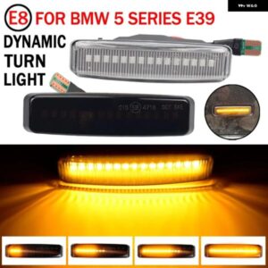 BMW 2個 ダイナミック アンバー LED サイドマーカーウィンカーシーケンシャル ウインカーライト 5シリーズ E39 12/1995-06/2003 全モデル