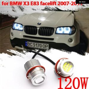 BMW 6000 18K LED エンジェルアイズ リング ヘッドライト 電球 E83 X3 フェイスリフト 2007-11 カー スタイリング