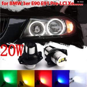 BMW CANBUS LED エンジェルアイズ マーカーライト 電球 E90 E91 2005-2008 - 20W