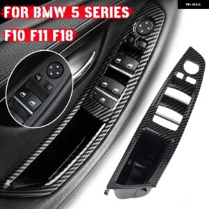 BMW 左ドライブ LHD ベージュブラックカーボン車内ドアハンドル プル 7個セット 5シリーズ F10 F18 523 525 528