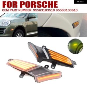 ポルシェ LED サイド マーカーライト ウィンカーランプ 2個 アンバー ダイナミック流れるシーケンシャル ウインカー カイエン 957 967世